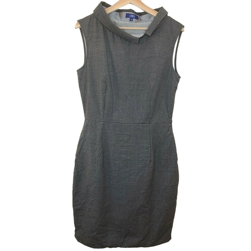 Lorick Women Dress Size 8 Gray Wool Sheath Sleeveless Pockets Casual Work Office - Picture 1 of 12